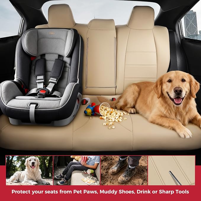 FREESOO Custom Leather Seat Covers for Toyota Corolla L LE 2020-2022 | Sedan, Full Set, Waterproof, Airbag Compatible, Scratch-resistant, Anti-slip, Protector Cushion, Durable Material, Easy-clean - Image 6