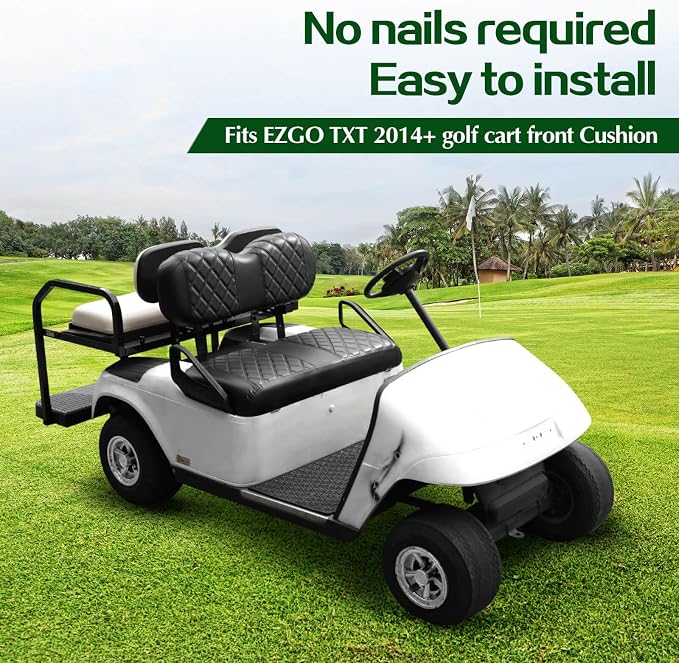 NOKINS Golf Cart Diamond Front Seat Covers for EZGO Freedom TXT/T48 2014+ | Durable Vinyl Build；UV Resistant；All-Weather Protection - Image 3