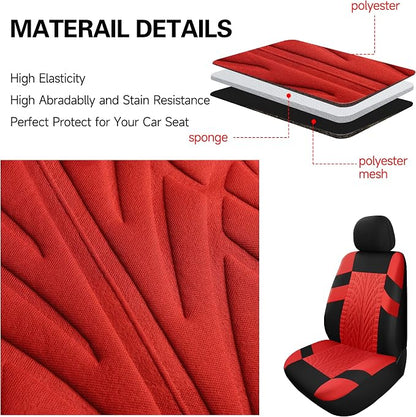 Pariitadin Car Seat Covers Front Pair, Washable and Breathable Seat Covers for Cars, Universal Fit Car Interior Covers for Most Sedan Truck SUV, Black/Red - Image 5