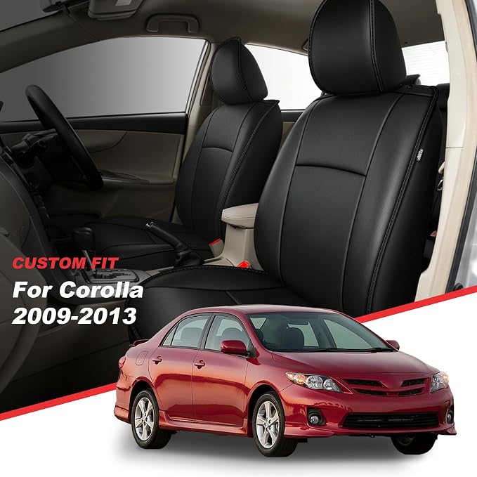 TTX LIGHTING Custom Fit Front Seat Covers for Toyota Corolla 2009-2013 | Original Factory Pattern Waterproof Faux Leather Airbag Compatible Car Seat Protectors City Driving - Image 2