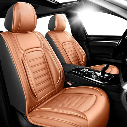 Fit Tundra Car Seat Covers for Toyota Tundra 2007-2025 2026 -Premium Leather, Waterproof，Breathable，All-Weather Seat Cushion Protecto & Airbag Compatible, 2 Front Seat Brown by Unknown
