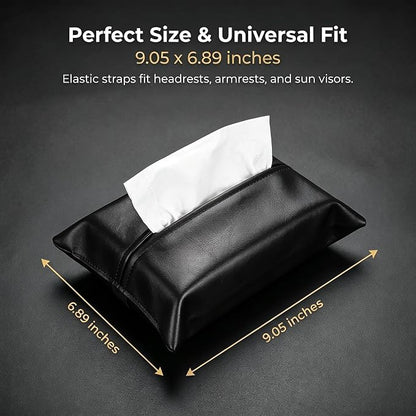 1 PC Car Tissue Holder, Soft-Leather Car Napkin Holder for Seat Back Armrest, Easy Access While Driving, Universal for Most Cars, Trucks, SUVs (Black #2) - Image 2