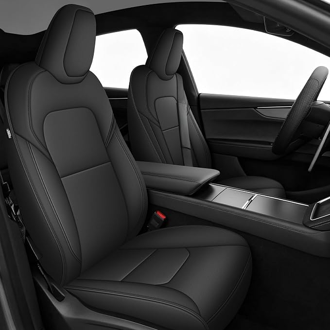 TTX LIGHTING Custom Fit Front Seat Covers for Tesla Model Y 2020-2026 | Preserve Premium Interior with Original Seat Pattern Perforated Waterproof Faux Leather Full Set Airbag Compatible by TTXLIGHTING%C2%AE