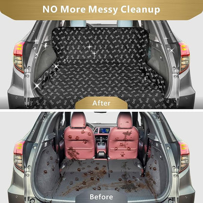 F-color SUV Cargo Liner for Dogs - Heavy Duty Trunk Cover for Midsize SUVs | Water Resistant Pet Cargo Cover with Bumper Flap, Non-Slip Trunk Mat, Dog Car Seat Cover Prevents Scratches Pet Hair Mud Dirt - Image 3