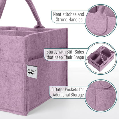 Mr. Pen- Baby Diaper Caddy Organizer, Orchid Mist | Nursery Storage Bin and Car Organizer for Diapers and Baby Wipes - Image 3