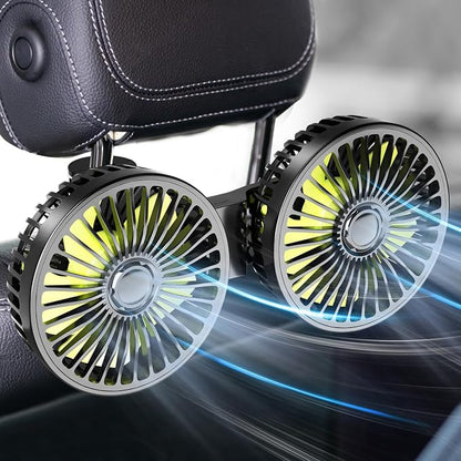 Dealswin Car Fan for Backseat kids, Dual Head USB Car Seat Fans, 360° Rotatable Strong Wind Rear Headrest CarFan for Baby, Air Circulation Fan with Adjustable Clip for Vehicles SUV RV by Dealswin