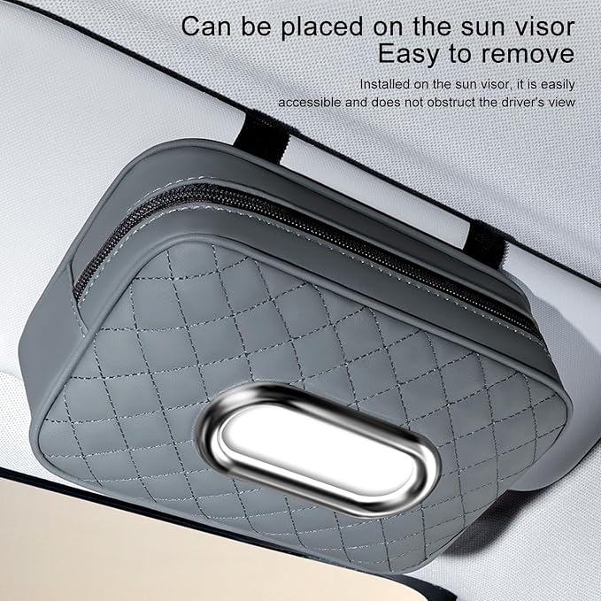Car Tissue Holder,Gray | Extra Large Capacity car Tissue Box can Hold 130-180 tissues per Box, Size: 7.9"x5.1"x2.4" - Image 2