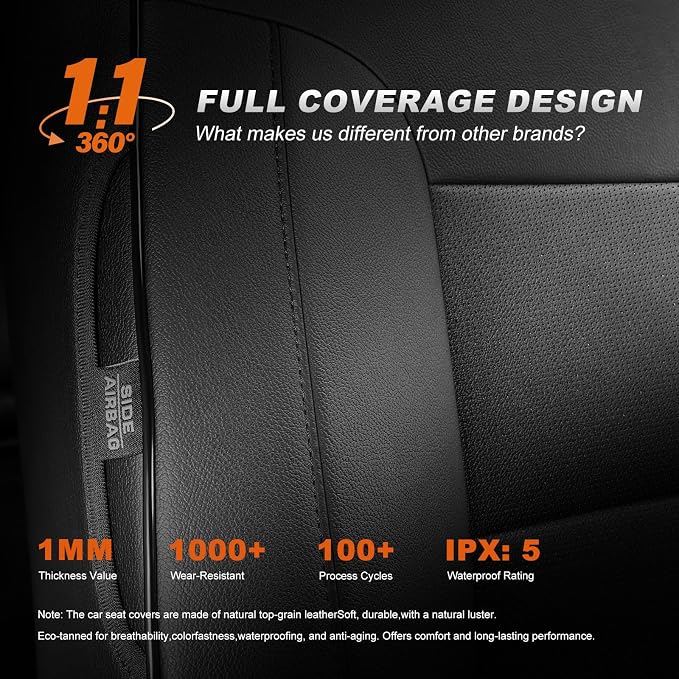 Custom Fit Seat Covers for Honda CRV: 2023 2024 2025 2026 | Front&Rear Full Set Faux Leather Waterproof Airbag Compatible Car CR-V Sat Cover (5 Seats,Black) - Image 8