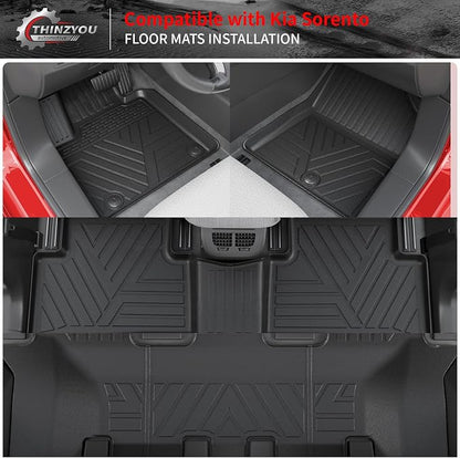 Floor Mats for 2021-2025 2026 Kia Sorento 6&7 Passenger | Not for Hybrid, Trunk Mat Cargo Mat Cargo Liner TPE All Weather Back Seat Cover Protector 2024 Sorento Accessories - Image 2
