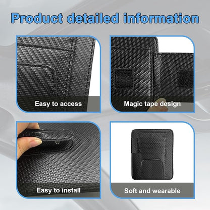 Augeny 2 PCS Car Sun Visor Organizer, Auto Visor Organizer and Storage, Registration and Document Holder, Vehicle Accessories for Sunglasses Document Card Pen Driver License (Carbon Fiber Black) - Image 3