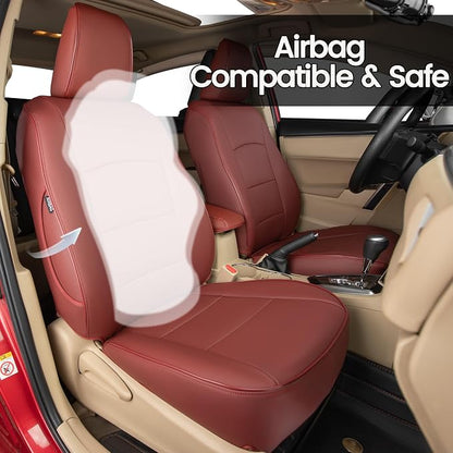 HKZ Fit Corolla Car Seat Cover Full Set for Toyota Corolla Sedan 2023 2024 2025 2026 L LE (Sedan Gasoline Model Only) 5-Seats Full Set Faux Leather (Burgundy) - Image 4