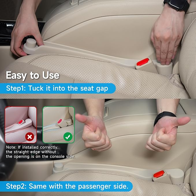 Givifive Car Seat Gap Filler Organizer 2Pack Soft Foam 3IN1 Multifunctional | Seat Side Gap Filler Strip with Slot & Hook Universal Fit Car SUV Truck Fill The Gap Between Seat & Console (Narrow Ivory) - Image 9