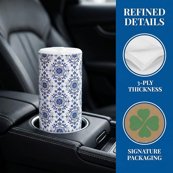 Car Tissue Holder,Facial Tissues Bulk,Travel Tissues, 4 Tubes Tissues with Lotion, Round Tissue Box for Car tissues Cylinder(200 Sheets,3-ply) - Image 8