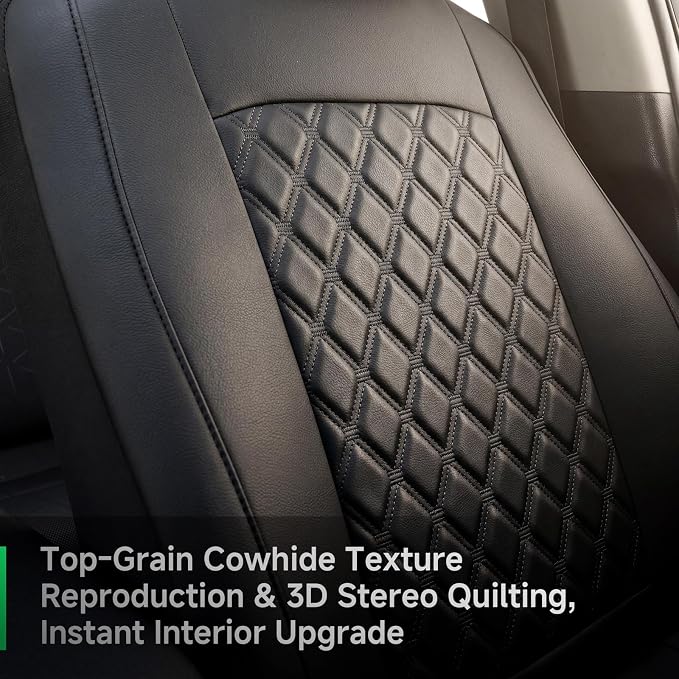 GIANT PANDA 2PCS Front Seat Covers for Subaru Outback Forester Crosstrek Legacy Impreza, Faux Leather Bucket Seat Cover Fit Subaru Seat Protectors-Solid Black - Image 9