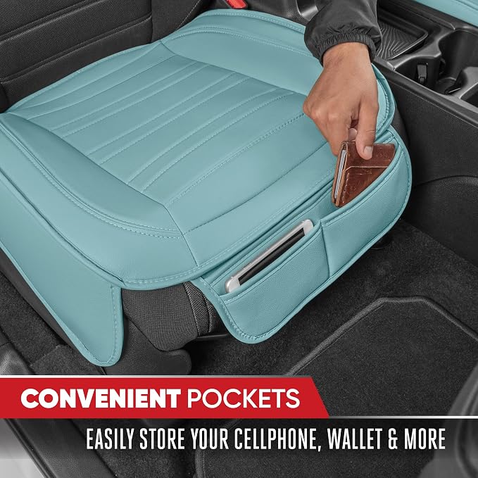 Motor Trend Seat Covers for Cars Trucks SUV, Faux Leather 2-Pack Mint Padded Car Seat Covers with Storage Pockets, Premium Interior Car Seat Cover - Image 4
