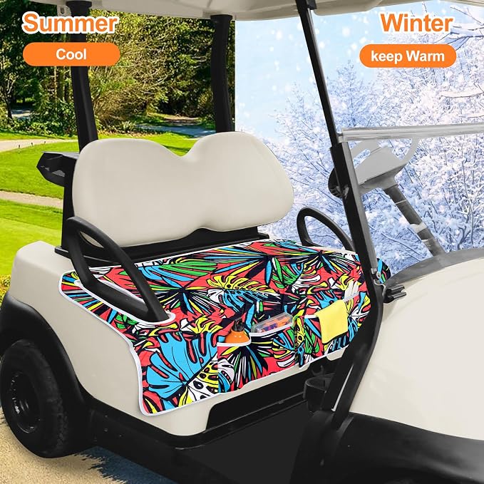 PGmoon Golf Cart Seat Covers with 4 Front Pockets & Nonskid Bottom | Universal Golf Cart Seat Towel Blanket Fits for EZGO, Yamaha, Club Car and More 2 Person Seats Golf Carts - Image 7