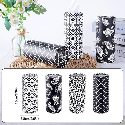 Car Tissues with Facial Tissue, 4 Pack Geometric Tissue Cylinder for Car Cup Holder, 2 Ply 50 Count Travel Tissues Tube for Console, Minimal Pattern Car Accessories - Image 2