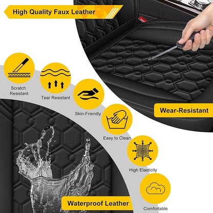 Front Seat Covers for Toyota Prius V 2012-2017 Faux Leather | Waterproof Breathable Scratch Resistant 360° Wrap Airbag Compatible Easy Clean (2 Seats,Black) - Image 6