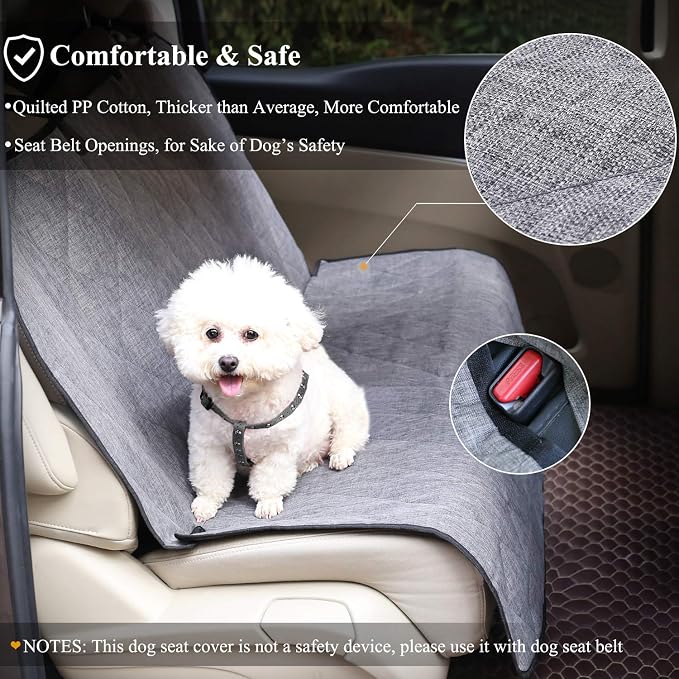 VIVAGLORY Dog Seat Cover Pet Seat Protector, Large, Heather Black | Backseat Cover for Car Suv & Truck, Back Rear Backseat Bench Protector - Image 5