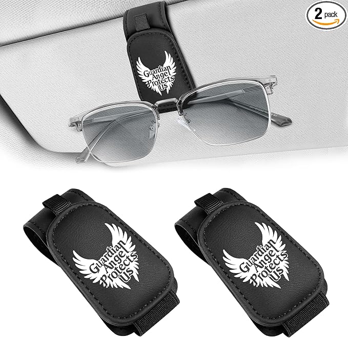 Teraves 2 Pack Sunglass Holder for Car Visor, Magnetic, Gift for New Driver | Premium Leather Sunglasses Visor Clip, Auto Interior Accessories Universal for Different Size Glasses and Eyeglasses by Teraves