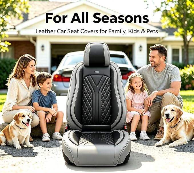 for GMC Canyon 2015-2025 2026 Car Seat Covers, Full Set, Gray | Luxury Full Coverage Leather Seat Protectors, Waterproof Breathable, Non-Slip, Easy to Install, Airbag Compatible, All-Season - Image 9