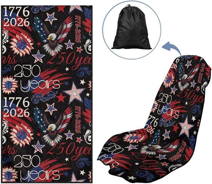 SEANATIVE Car Seat Covers Easy Install Car Seat Towel Covers Scratch-Resistant Seat Cushion Protectors for Dogs, Kids, Beach Absorbent Sports Towel, America 250 Years Eagle Print - Image 5