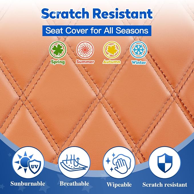 NOKINS Golf Cart Seat Covers 4 Piece Fits Yamaha Drive G29 /Drive2 | Front and Rear Seat Vinyl Covers, Golf Cart Accessories, No Staples(All Brown) - Image 6