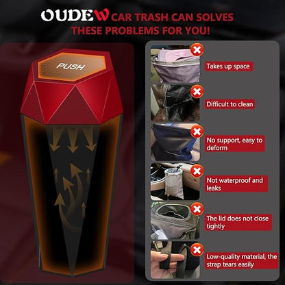 Car Trash Can with Lid, Leakproof, 30 Trash Bags, Red, 2 Pack | Small Garbage Can for Car, Car Accessories for Interior, Multipurpose Organizers and Storage Solutions for Home, Office - Image 5