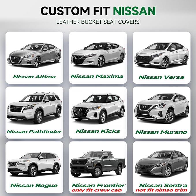 GIANT PANDA Front Seat Covers for Nissan Rogue Altima Sentra Versa Kicks Murano Pathfinder Maxima,Faux Leather Bucket Seat Cover Fit Nissan Seat Protectors (Gray Diamond) 2-Pack - Image 2
