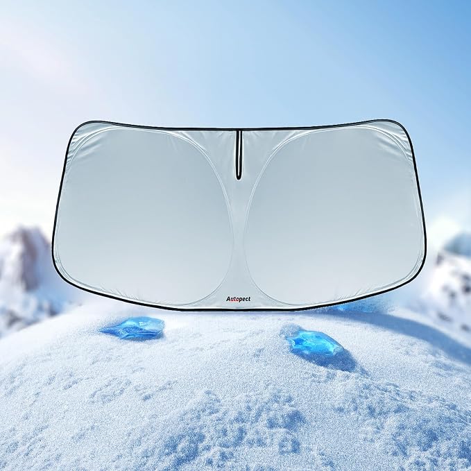 Windshield Sun Shade for Toyota Tacoma 2016-2023 2024 2025 – Custom Fit Sun Shield with Mirror Cut‑Out, Blocks Heat & UV, Foldable with Storage Pouch - Toyota Tacoma Windshield Sunshade - Image 8