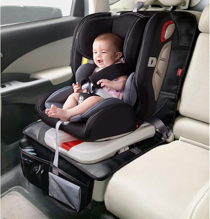 MORROLS Car Seat Protector, 2 Pack Carseat Protector with Thick Padding, Baby/Pets for Child Car Seat-Mesh Pockets-Waterproof-Universal Size(Black) - Image 3