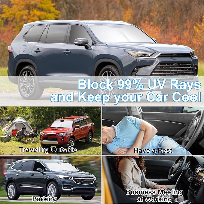3PCS Car Window Shades Front Windshield Sun Shade Foldable Window Shade Custom Fit for Honda Odyssey 2018-2024 Accessories Car Shades for Front Windows Anti-UV Rays Block Heat - Image 6