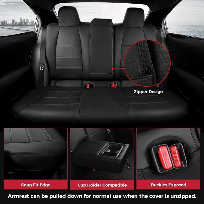 FREESOO Custom Leather Seat Covers for Toyota Corolla Hybrid LE 2020-2022 | Hybrid XLE 2023-2026, Sedan, Full Set, Airbag Compatible, Scratch-resistant, Waterproof, Durable Material, Easy-clean - Image 4