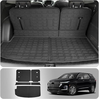Trunk Mat & Backrest Mats for 2018-2023 Chevrolet Traverse | 2024 Traverse Limited, Cargo Mat Cargo Liner Trunk Liner TPE Back Seat Cover Protector Chevy Traverse Accessories by Thinzyou