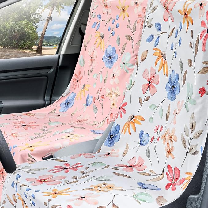 Hahafelt 2 Pack Car Seat Towel Cover with Storage Bag, Watercolor Flowers | 63 x 32 in Car Towel Seat Cover Non Slip Waterproof, Gym Workout Swimming Running, Machine Washable Sweat Absorbent Protector - Image 4