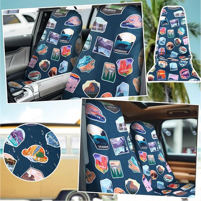 Hahafelt Car Seat Towel Covers Christmas Car Accessories Gifts Athletic Running Towel Performance Microfiber Post Workout Sweat Washable Cover Non Slip for Seat Outdoor Sport (National Park) - Image 3