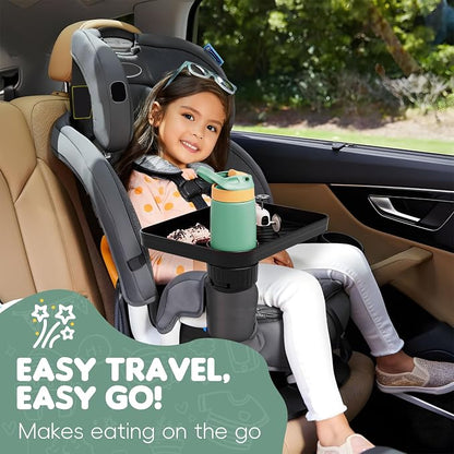 2 Pack Car Seat Tray for Kids Fits 2.8'-3.2'Cup Holders (2, Standard Base) | 360°Rotated, Expandable Base, Large Tray for Toys/Books/Snacks, Durable and Safe Material, Kids Travel Essentials - Image 2