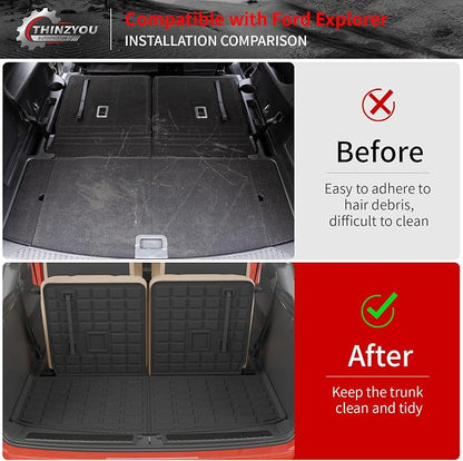 Floor Mats Set for 2020-2026 Ford Explorer 6 Seat | Trunk Mat Cargo Mat Cargo Liner TPE All Weather Seat Back Cover Protector 2025 Explorer Accessories - Image 6
