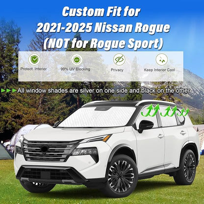KMF Thicken Sun Shades for Nissan Rogue(Not Sport) 2021-2025 Accessories, Full Car Window Covers Sunshade for Windshield Side Rear, UV Block and Blackout Protect Privacy for Car Camping Outdoor 8pcs - Image 7