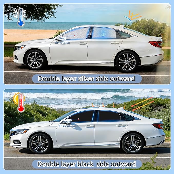 ZATOOTO Car Window Shades for Honda Accord 2018-2023,100% UV Protection | 4 Pcs Magnetic Car Window Covers, Foldable Privacy Curtains Side Window Sun Shade for Baby Breastfeeding Sleeping Camping - Image 3