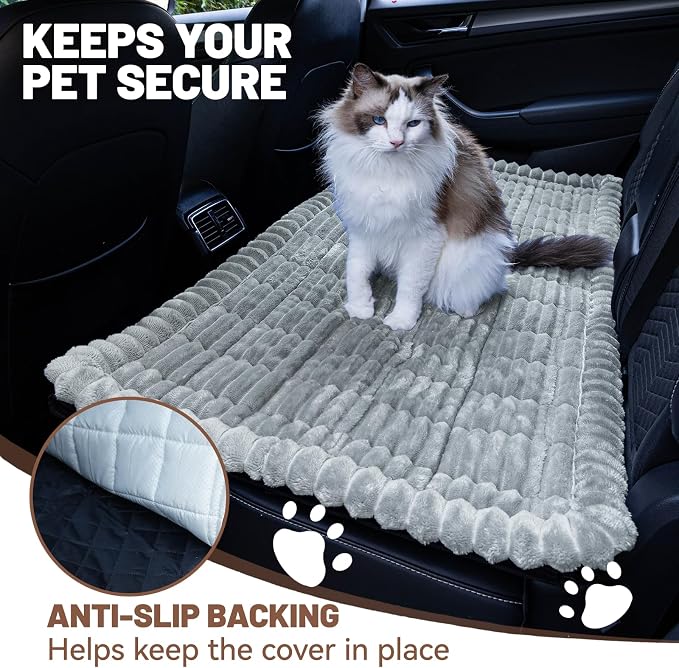 Dog Car Seat Waterproof Bed Cover Back Seat Light Grey 23.6”x51” | Nonslip Soft Comfortabl Pet Bed Mat Car Blanket for Travel Backseat Extender Seat Covers Dog Bed for Cars Trucks and SUVs - Image 3