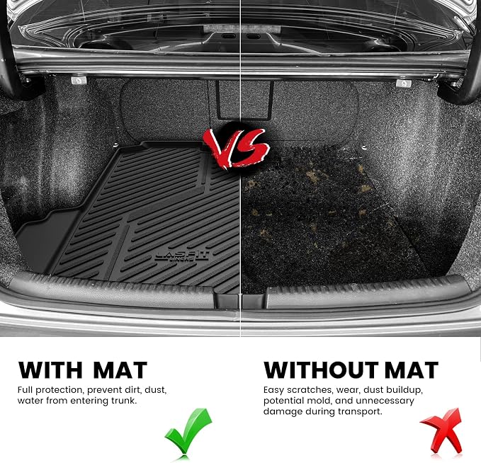 LASFIT Trunk Mat for Volkswagen Jetta 2011-2018, Custom Fit All-Weather TPE Rubber Cargo Mat for VW Jetta Accessories Trunk Liner Cargo Liner, Waterproof, Easy to Clean, Black - Image 4