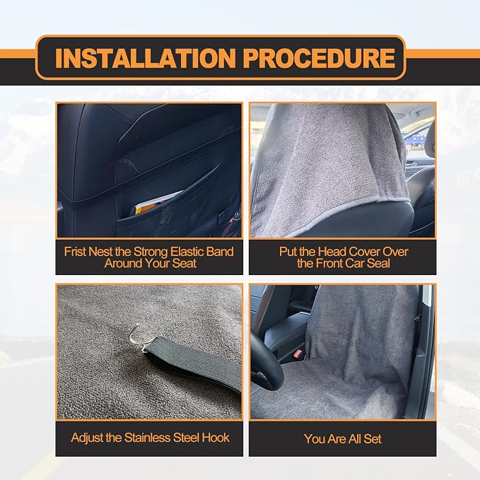 KEVWR Car Waterproof Towel Front Seats Seat Covers, Washable Seat Protector, Fit Beach Swimming Outdoor Sports, Compatible with Most Cars Trucks Suvs Car (Grey) - Image 7