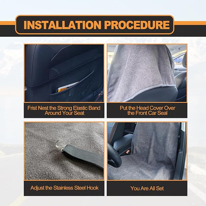 KEVWR Car Waterproof Towel Front Seats Seat Covers, Washable Seat Protector, Fit Beach Swimming Outdoor Sports, Compatible with Most Cars Trucks Suvs Car (Grey) - Image 7