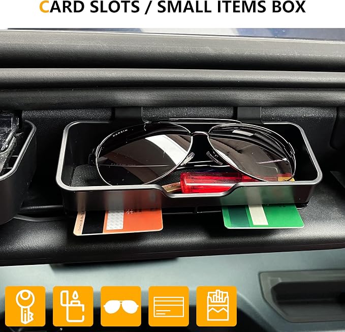 Sunglasses Holder for Ford Bronco 2/4 Door 2021-2026 Accessories | Sun Visor Organizer for Card, Glasses, Sunglass Storage, No Drill, Hanging Box for Bronco Off-road, Not for Bronco Sport SUV - Image 3