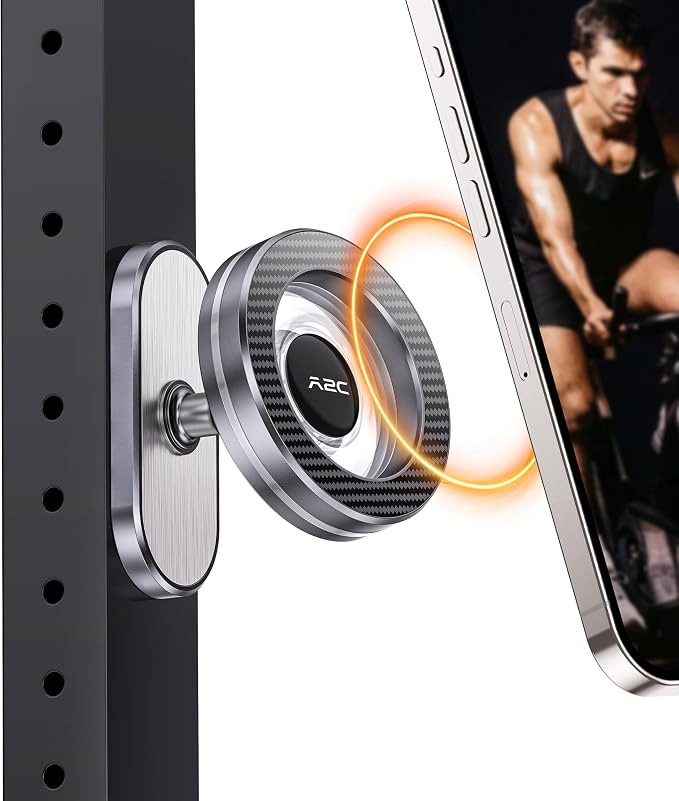 APPS2Car Gym Magnetic Phone Holder, Aluminum Alloy Base & Ball Joint, Grey | 360° Adjustable Dual Magnet Phone Mount for MagSafe, Attach to Metal Surface, Gym Accessories for Workout Recording - Image 9