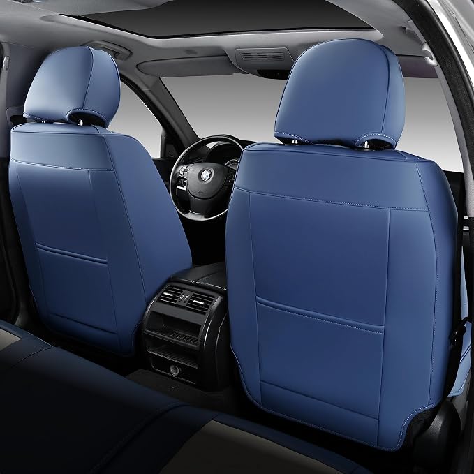 Seat Covers for Cars, Seat Covers Full Set 5 Seats, Waterproof Leather Car Seat Covers, Front and Rear Seat Covers, Universal Seat Protector Accessories for Most Vehicles-Blue&White - Image 3
