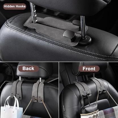 Amelity Car Headrest Hooks, Purse Hook for Car 2 Pack Brown | Universal Car Interior Accessories for Women, Available in 2/4 Pack, Storage Hanger Holds Purses, Backpacks, Grocery Bags - Image 5