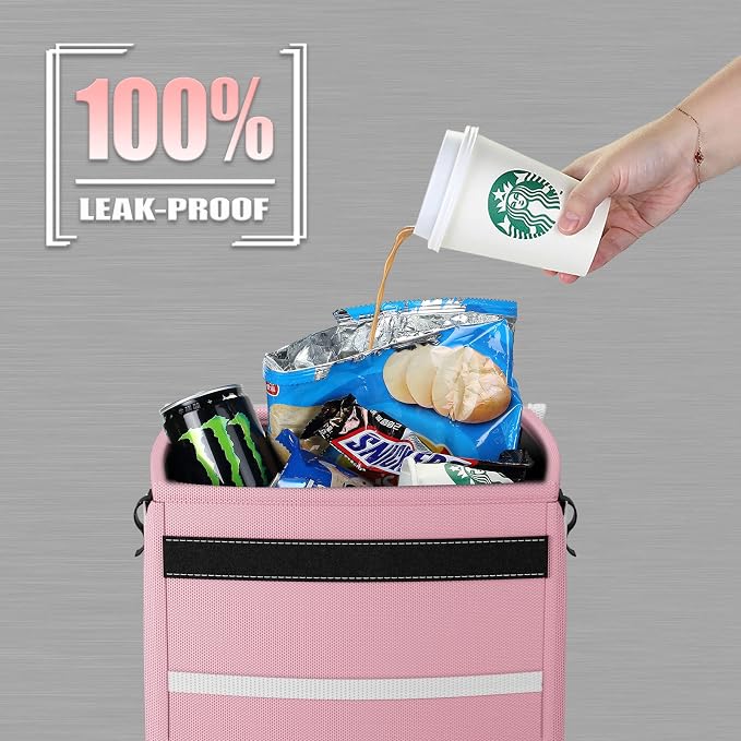 K KNODEL Car Trash Can with Lid, Car Garbage, Bin and Bag (Pink, Medium) | Waterproof Car Garbage Can with Liner, Hanging Trash Bag for Car, Suv, Van, Truck - Image 6