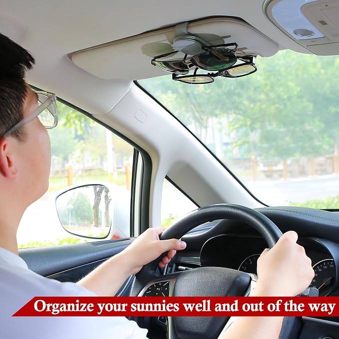 KIWEN Sunglasses Holder for Car Visor, Magnetic Leather Sunglass Eyeglass Hanger Clip for Car Sun Visor Accessories (1, Gray) - Image 5